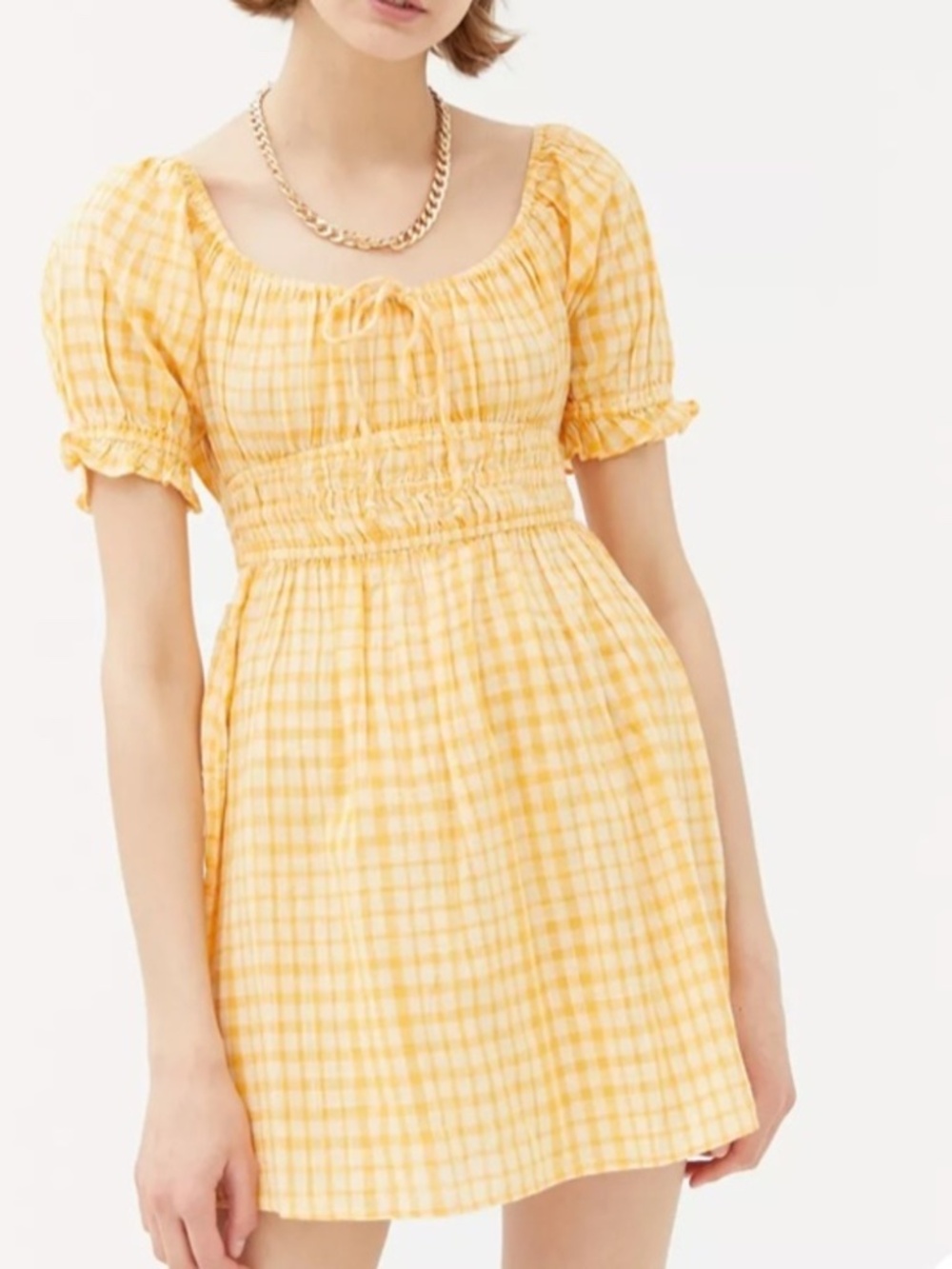 URBAN OUTFITTERS Women’s Pixie Milkmaid Mini Dress Peasant Smocked Small